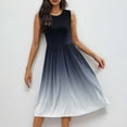 thumbnail image 6 of Meichang Sleeveless Sundresses for Women Summer Gradient Print Pleated Waist A-Line Dresses Swing Loose Fit Casual Dresses with Pockets Crew Neck Midi Dresses, 6 of 9