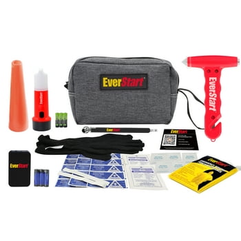EverStart Compact Safety Kit with Escape Hammer & Emergency Signal Light. 3 in x 5 in x 8 in Length