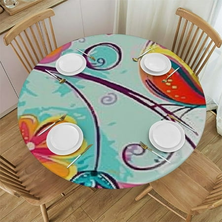 

Xllo0ord Round Table Cloth and Flowers Leaf for Kitchen Parties Wedding Indoor Holiday Dining Table Decor Pads Multicolor Fits Diameter Tables 42-46