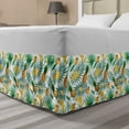 thumbnail image 1 of Watercolor Bed Skirt, Exotic Fruits Pattern Pineapples Bananas Oranges Tropical Leaves, Elastic Bedskirt Dust Ruffle Wrap Around for Bedding Decor, 4 Sizes, Green Yellow Pale Brown, by Ambesonne, 1 of 2
