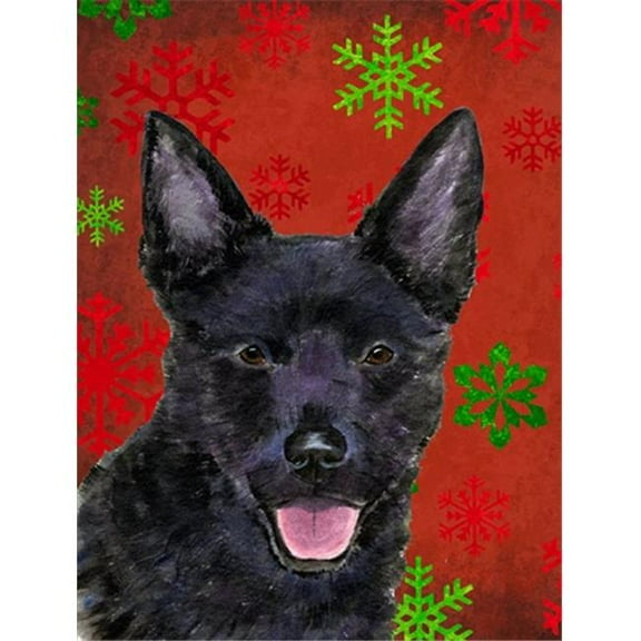Australian Kelpie Red Green Snowflakes Holiday Christmas Flag Canvas House Size