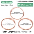 thumbnail image 3 of 3 Rollos de Alambre de Cobre Suave al 99%, 23 20 18 Gauge 16FT Alambre de Cobre Puro para DIY [5M Cada uno], 3 of 7