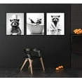 thumbnail image 4 of Cute Raccoon Bathroom Canvas Wall Art Funny Raccoon Prints Wall Decor Country Animal Pictures Fun Bathroom Modern Fun Bathroom Animal Painting Posters for Bathroom Toilet(Framed canvas), 4 of 6