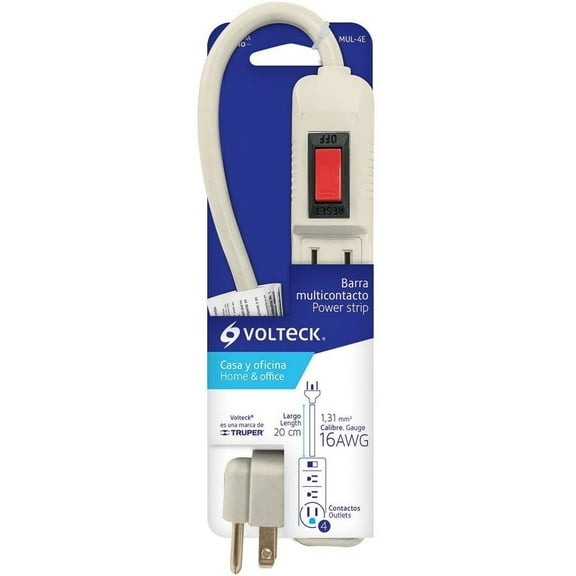 Barra Multicontacto Volteck 4 Entradas 20 cm