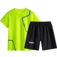 thumbnail image 2 of Ccpelsie Boys Summer Outfits Set 2PCS Short Sleeve T-Shirt & Shorts Sets Teen Fashion Clothing Sets(Light Green,7-8 Years), 2 of 4