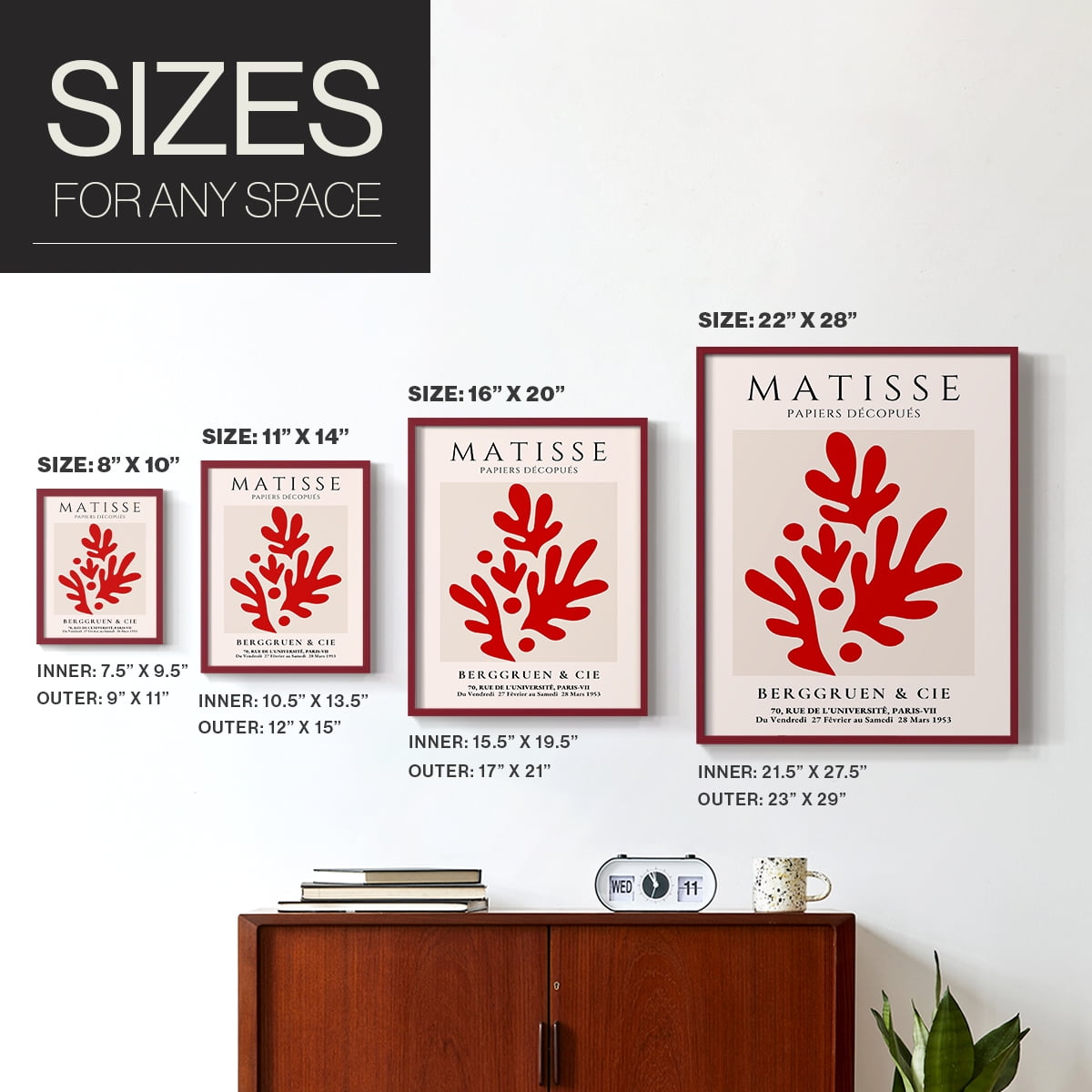 Matisse CLXIX Framed Print in Red Solid Wood 8 x 10 Framed Print