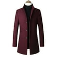 thumbnail image 2 of Lovskoo 2024 Mens Single Breasted Trench Coat Winter Pea Coat Oversized Warm Lapel Work Business Jacket Outerwear Burgundy, 2 of 9