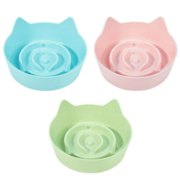 KAKOWELY pet plate 2pcs Cat Feeding Bowl with Non-Slip Base Slow Feeder for Cats Pet Food Dish Slow Eating Bowl for Kittens Pet Feeding Plate6.3"X6.3"X2.76"