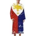 thumbnail image 2 of Filipino Vintage Distressed Philippines Flag Bathrobe Plush Bathrobe Cozy Unisex Winter Bathrobe Warm Water Absorbent, 2 of 9