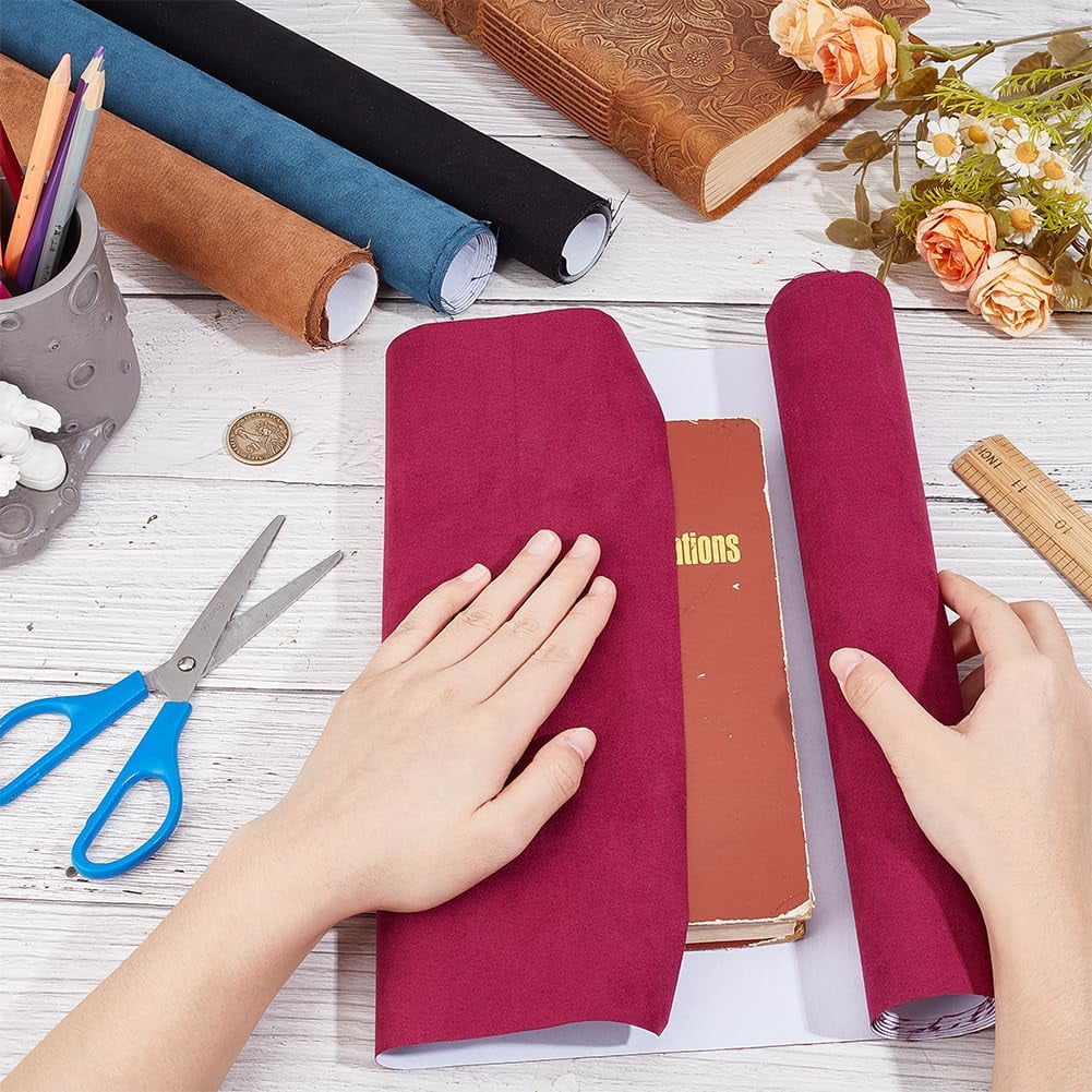 4 Colors 51.2 x 11.8 Book Cloth Cover Suede Fabric Surface Paper Backed Bookbinding Bookcloth Red Black DIY