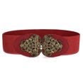 thumbnail image 1 of Cinturones elásticos texturizados con hebilla simétrica de metal INSPIRE CHIC para mujer Rojo Talla única, 1 of 4