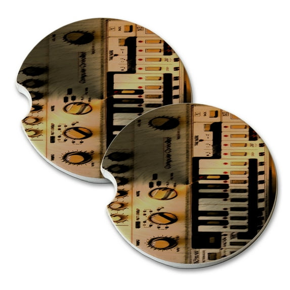KuzmarK Sandstone Car Drink Coaster (set of 2) - Bass Composer Synthesizer