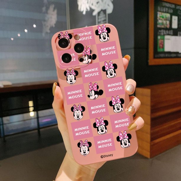 Para Xiaomi Redmi Note 12 12S 4G Pro 5G 9S 9A 12C Cara Divertida Mickey Minnie Plaid Square Edge Cubierta Completa Len Funda Protectora