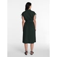 thumbnail image 2 of Time and Tru Women's Short Sleeve Midi Linen Shirt Dress, Sizes XS-XXXL, 2 of 4