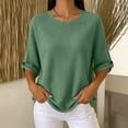 thumbnail image 2 of Cilsoka Womens Tops Summer Fall 3/4 Length Sleeve Waffle Knit T Shirts for Women Crewneck Casual Loose Fit Solid Color Tee Blouses, 2 of 6