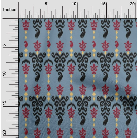 oneOone Organic Cotton Poplin Twill Fabric Stripe & Paisley Ikat Print Fabric By Yard 42 Inch Wide