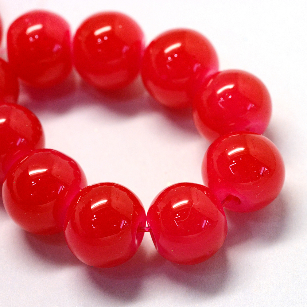 Baking Painted Imitation Jade Glass Round Bead Strands Red 6.5mm Hole: 1.5mm about 135~140pcs/strand 31.8 inch