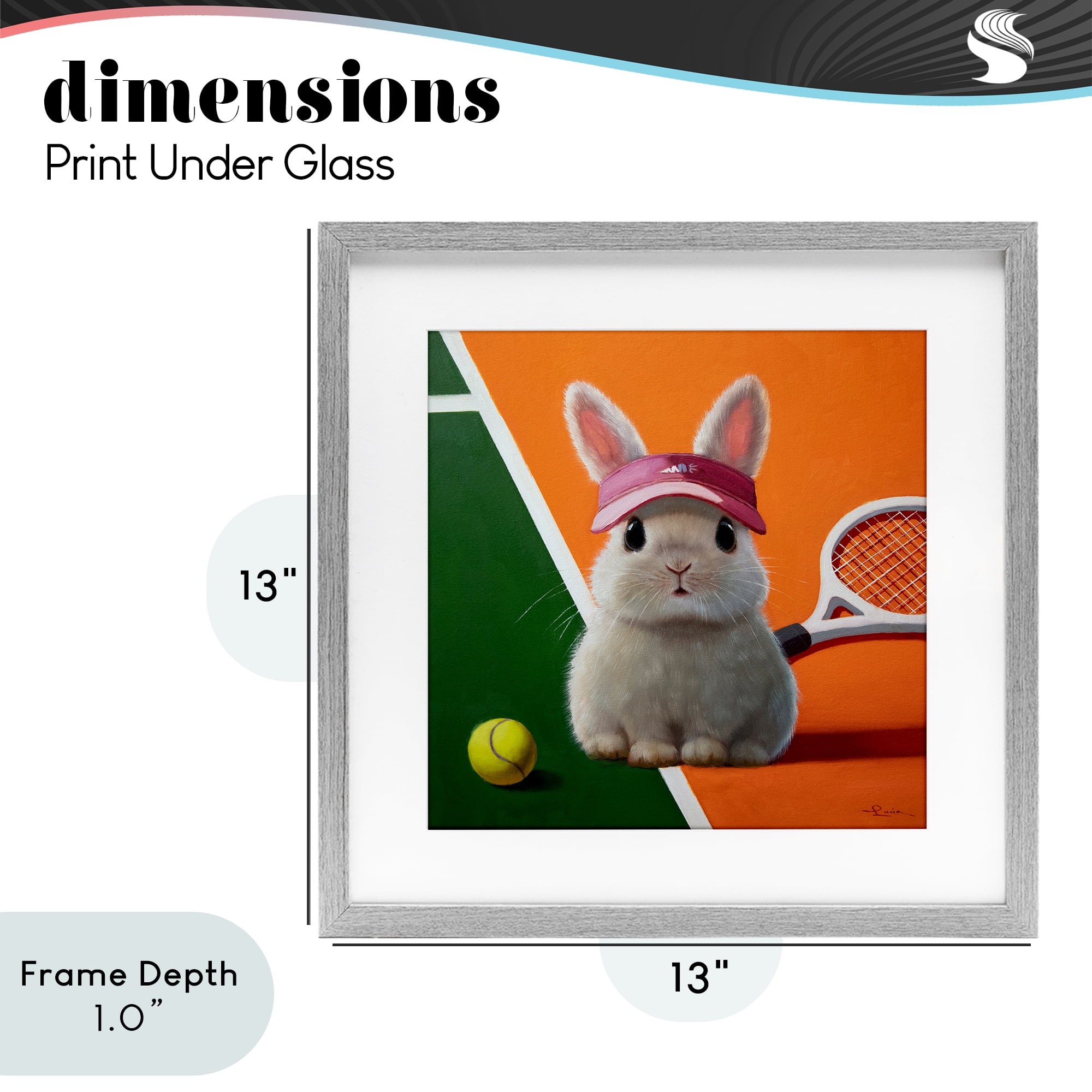 Stupell Industries Match Ready Tennis Bunny Gray Framed Print Under Glass, design by Lucia Heffernan