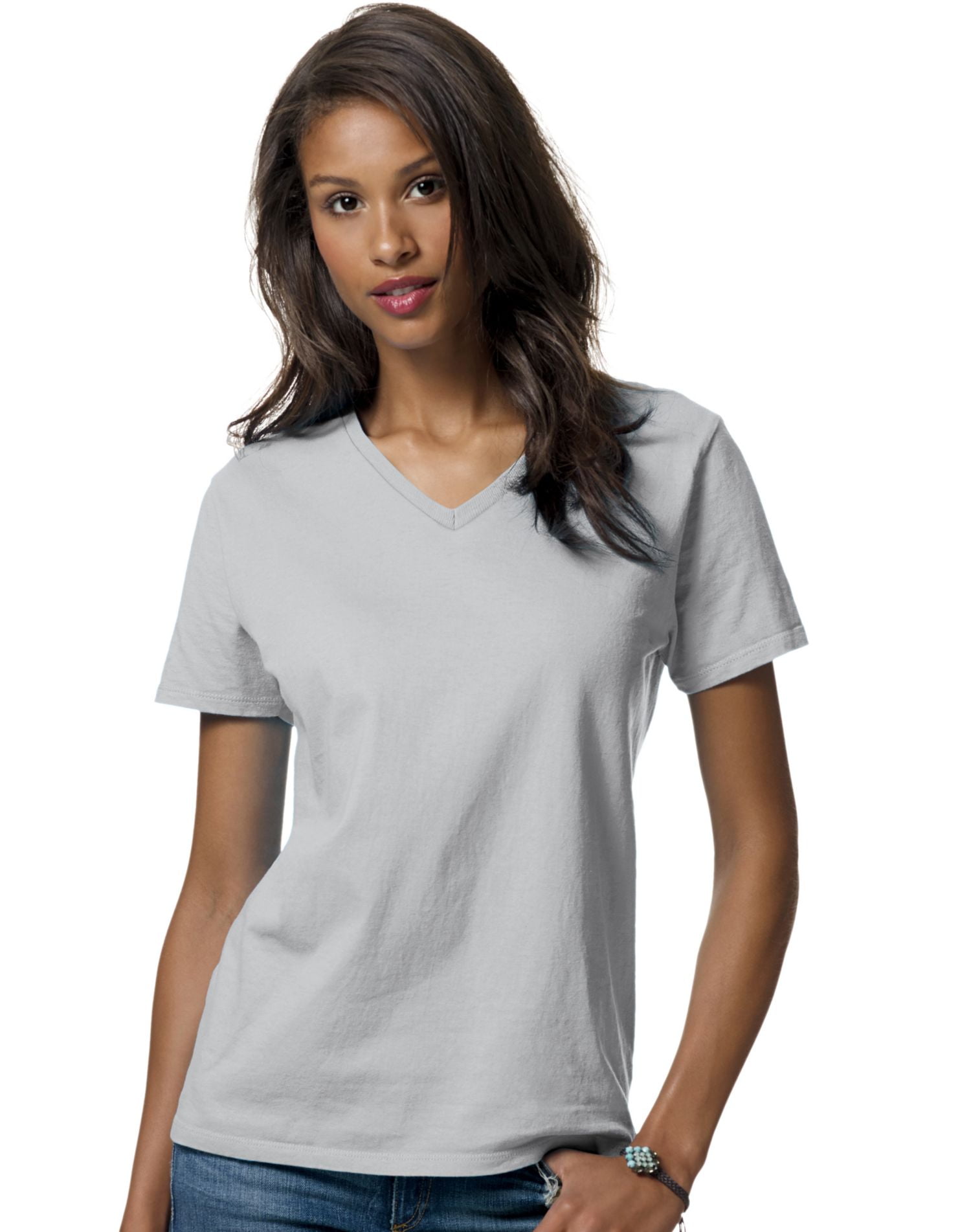 Hanes ComfortSoft Relaxed Fit Women`s V-neck T-Shirt - Best-Seller, L -  Walmart.com