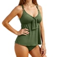 thumbnail image 5 of Yievot Two Piece Tankini Swimsuits for Women Tummy Control Bathing Suit Tie Front Ruched Flowy Swimwear with Bottoms, 5 of 6