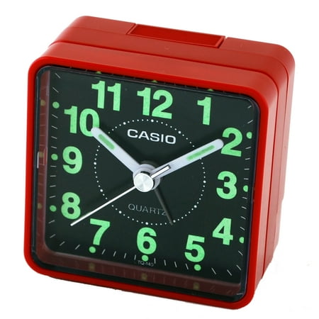 Casio TQ140-4D Black Dial Easy Reader Red Table Top Travel Alarm Clock