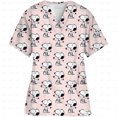 thumbnail image 5 of Ropa de mujer Estampado de dibujos animados de Snoopy Cuello en V Ropa de trabajo para mujer Tops Manga corta Con bolsillos Uniforme médico de enfermería, 5 of 5