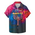 thumbnail image 2 of Bzhegqhd Men's Fashion Casual Hanukkah Printed Shirt Short Sleeve Button Up Short Sleeve Lapel Shirt, 2 of 5