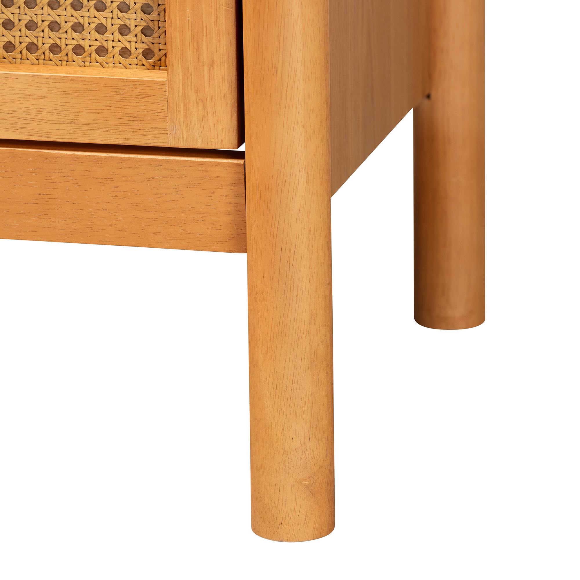 Baxton Studio Jenn Japandi Nightstand, 2-Drawer, Golden Brown