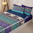 thumbnail image 3 of jejeloiu Boho Border Zipper Twin Comforter Sets with Fitted Sheet and 2 Pillowcases For Men Women,Floral Print Zipper Bedding Set,Purple Teal,Navy Blue Reversible,4-Piece, 3 of 7