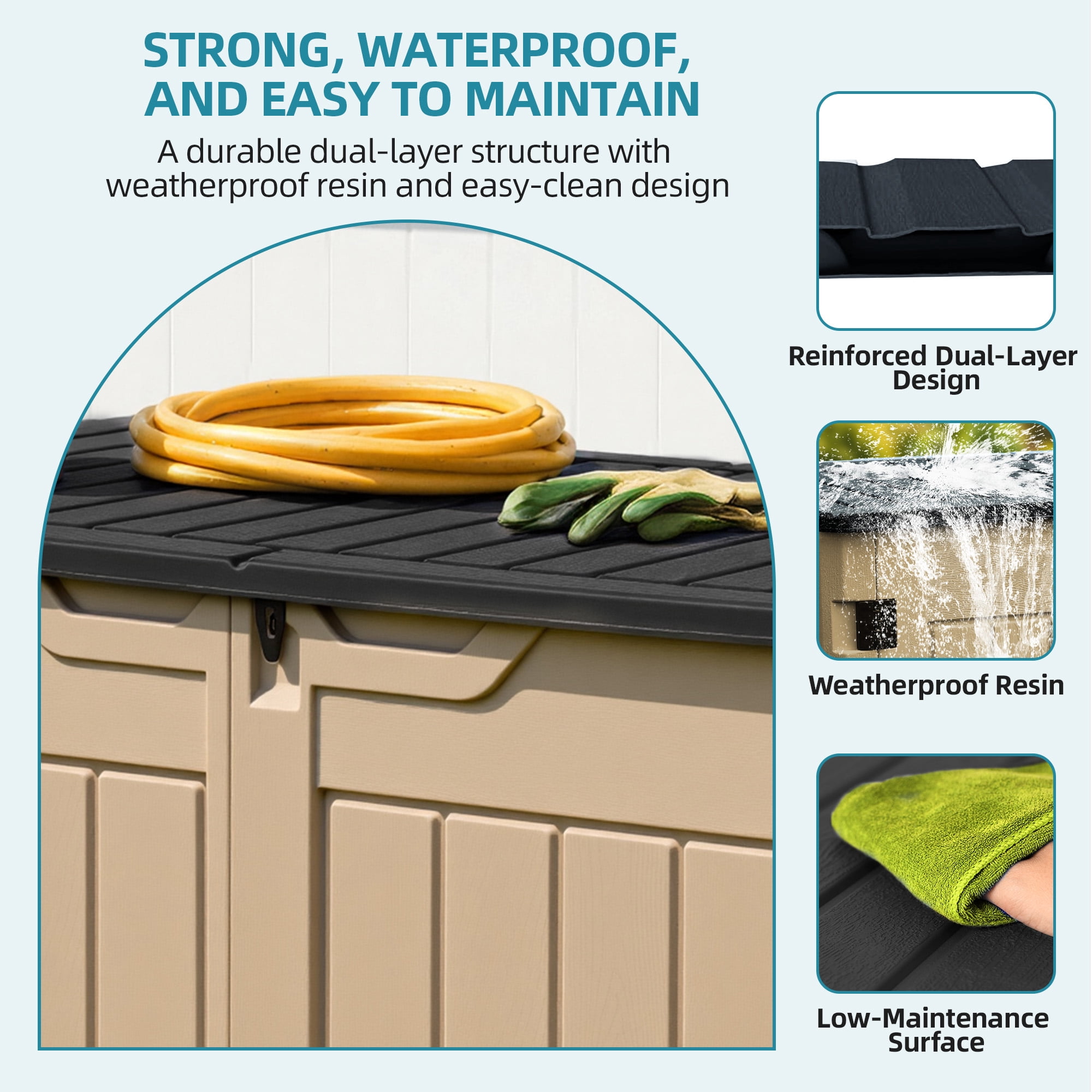 Uforic 35 Cu Ft Weatherproof Resin Outdoor Storage Shed, Lockable for Garden Tools, Easy Assembly, Brown