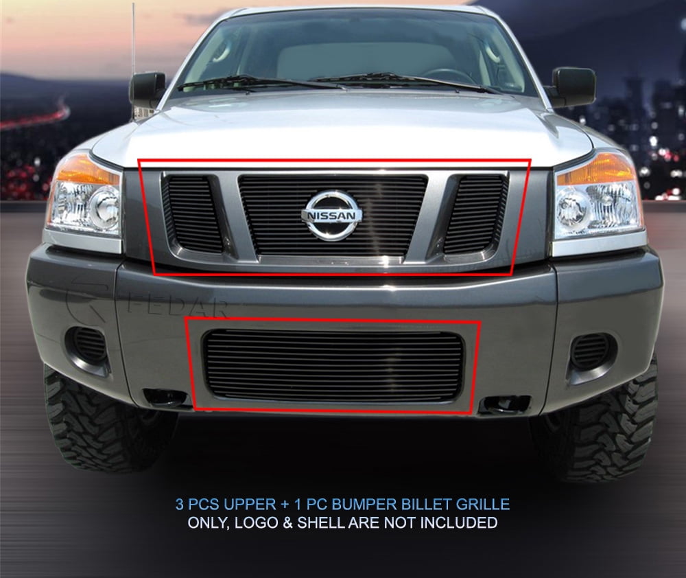 Stainless Steel Billet Grille Insert Combo For 2004-2007 Nissan Titan & Armada - Bolt-On Upper & Lower