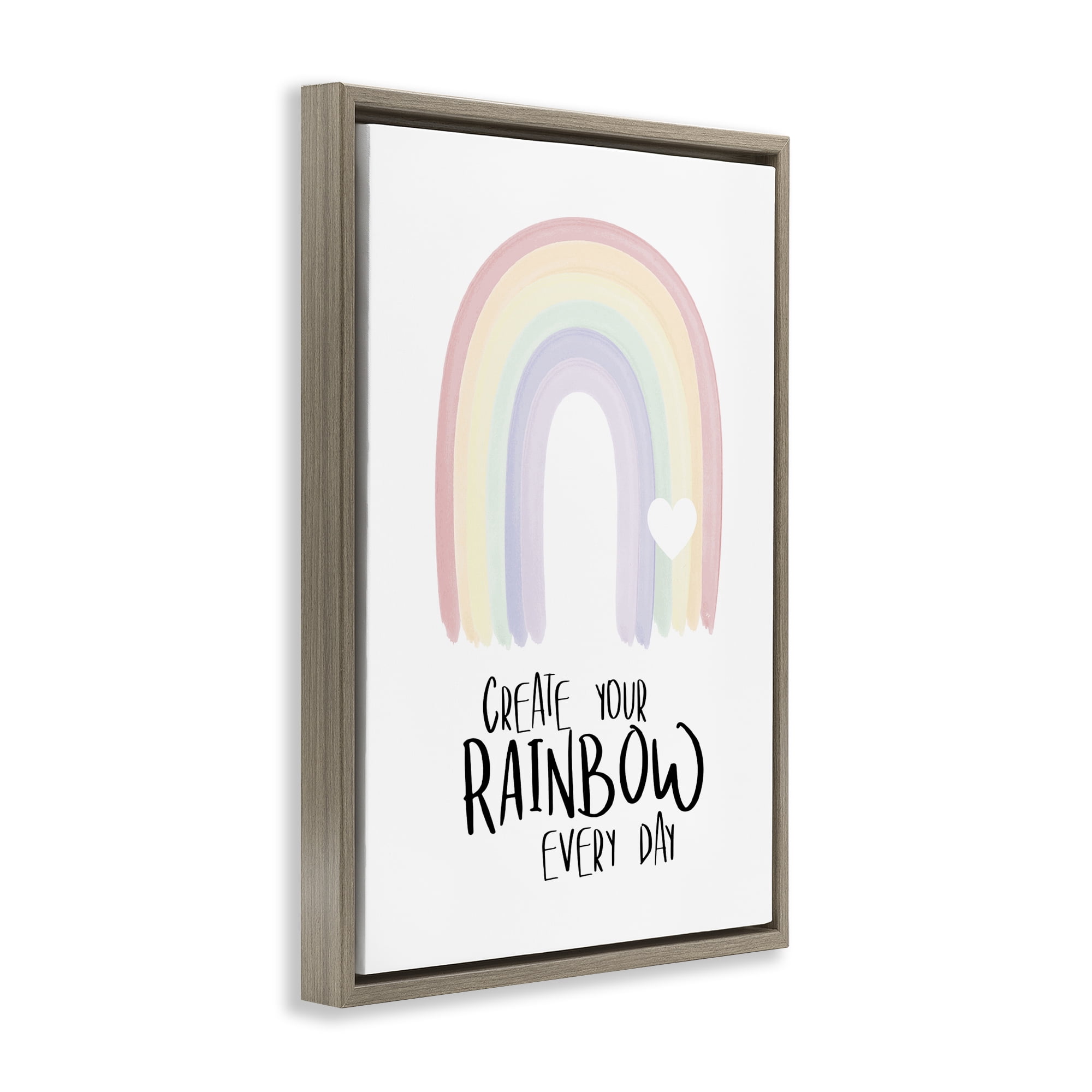 Stupell Industries Create Your Rainbow Text & Numbers Painting Brown Floater Framed Canvas Art Print Wall Art, 17 x 25