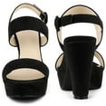 thumbnail image 2 of Sandalias de tacón cuadrado con tira trasera y plataforma para mujer Negro 39, 2 of 6