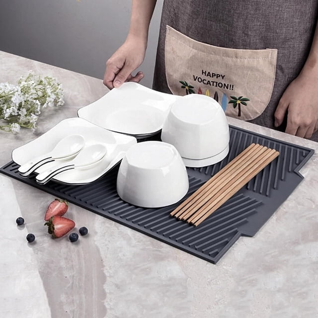Tapete de Silicona para Secar Platos, Tapete Escurridor de Trastes, Escurridor de Platos de Silicona, Antideslizante, Resistente al Calor, para Encimera o Fregadero de Cocina, Refrigerador