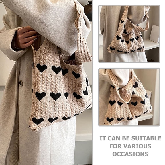 LOLIPPYY Knitted Khaki Tote Bag Summer Handbag with Comfortable Handle