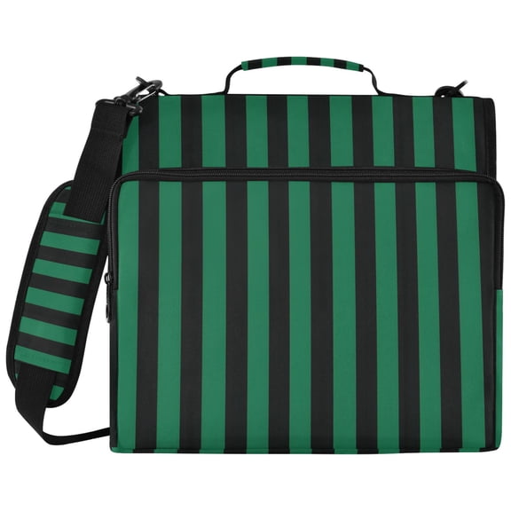 ALAZA Zipper Binder Green and Black Stripes Pattern 2 inch 3 Ring 500 Sheet Capacity Trapper Keeper File Folder Organizer Bag