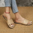 thumbnail image 4 of Mepaouo Women's Flat Sandals Open Toe Slip on Leather Slide Comfortable Fashion Beach Slippers Shoes, 4 of 8