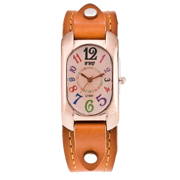 Qarigey Reloj de de cuarzo para mujer con correa de cuero clásica y elegante Reloj de para mujer Relojes naranja