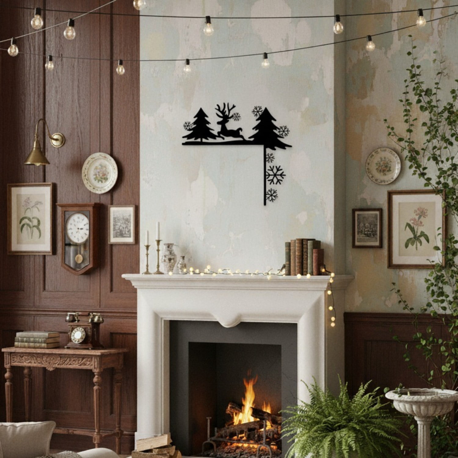 Metal Tin Sign Wall Decor for Farmhouse and Christmas Display, 7.87 in x 7.87 in Rustic Accent for Front Door, Porch, and Living Room