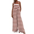 thumbnail image 2 of Leodye Women's Fashionable Summer Jumpsuits Button Wide Leg Overalls Casual Loose Rompers with Pockets Brown 10(XL), 2 of 7