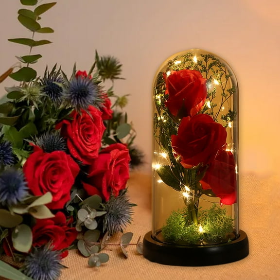 JVBTVB LED Rose with Wooden Base – Romantic Valentine’s Day Gift for Her, Wedding Anniversary Decor, Handcrafted Light-Up Flower for Home & Office Decoration