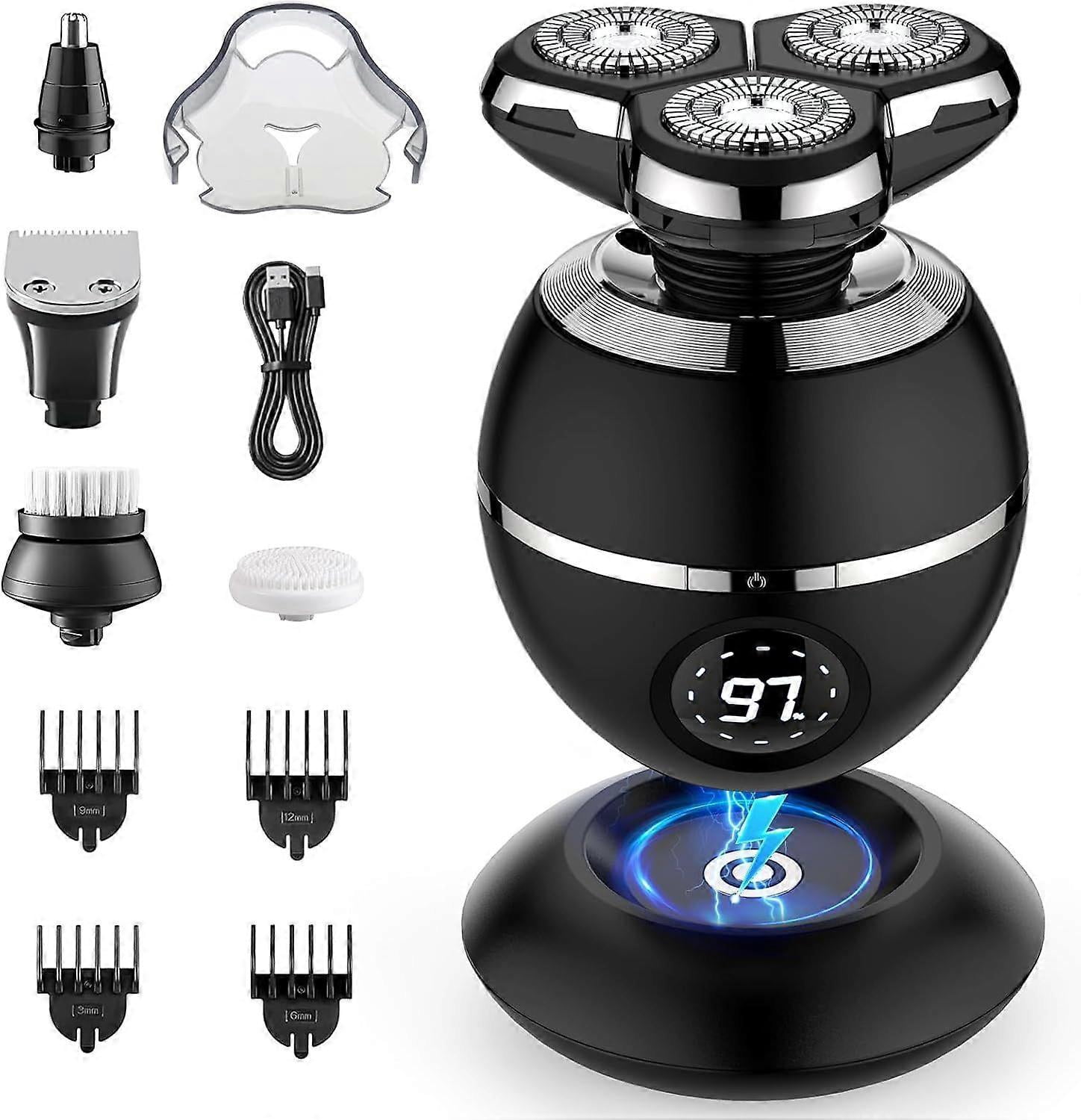 Men's Electric Shaver, Cordless Rechargeable 3D Men's Shaver, Wet & Dry Men's Shaver, Waterproof Electric Shaver Grooming Set