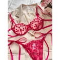 thumbnail image 4 of Conjunto de lencería con bordado de corazones, sujetador de malla sin forro y tanga de tiras, lencería y ropa interior sexy para mujer, 4 of 5