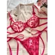 thumbnail image 4 of Conjunto de lencería con bordado de corazones, sujetador de malla sin forro y tanga de tiras, lencería y ropa interior sexy para mujer, 4 of 5
