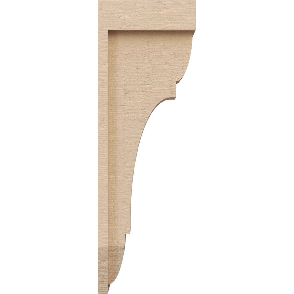 3"W x 6"D x 18"H Thin Bryant Rough Cedar Woodgrain TimberThane Corbel, Primed Tan