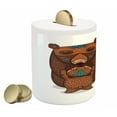 thumbnail image 2 of Saying Piggy Bank, Happy Mothers Day Greeting with Cartoon Style Mom and Bears Hugging, Ceramic Coin Bank Money Box for Cash Saving, 3.6" X 3.2", Black Brown Teal, by Ambesonne, 2 of 4