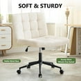 thumbnail image 4 of Criss Cross Chair with Wheels, Wide Seat Office Desk Chair with Soft Sherpa Fabric Height Adjustment, Armless Swivel Rolling Vanity Chairs for Home Office/Livingroom, Study Room，Beige, 4 of 15