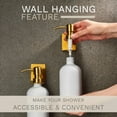 thumbnail image 6 of Stylware | Bathroom Soap Dispenser Set with Glass Dispenser, Bamboo Pumps & Tray| Bathroom Accessories | Bathroom Accessories | White & Gold, 6 of 6