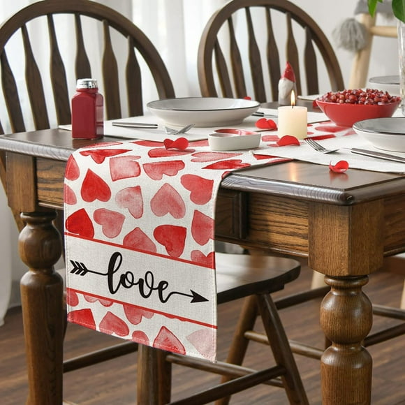 TIMIFIS Valentines Day Decorations - Valentines Day Table Runner (13 x 72 Inch) -Valentines Day Decor for Home Wedding Anniversary Party