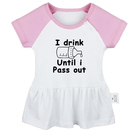 I Drink Until I Pass Out Funny Dresses For Baby, Newborn Babies Skirts, Infant Princess Dress, 0-24M Kids Graphic Clothes (Pink Raglan Dresses, 18-24 Months)